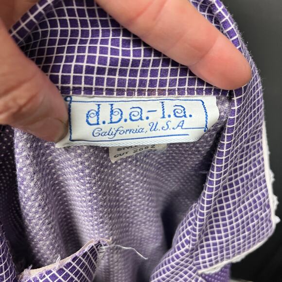 vintage women's sz 11 purple white fit and flare short sleeve day dress - Picture 5 of 7